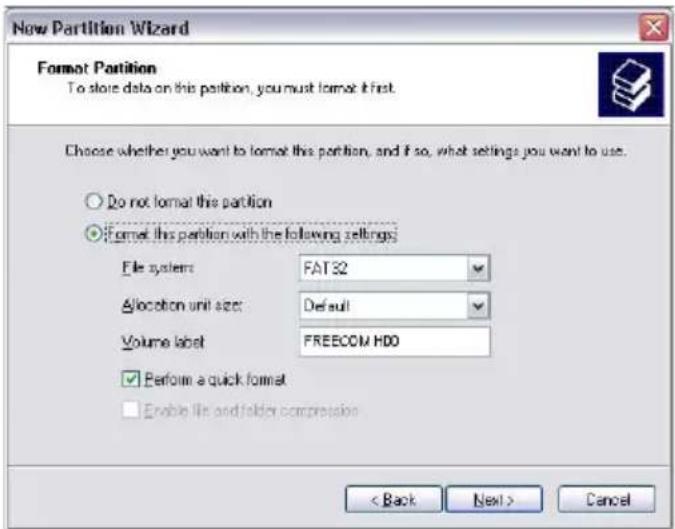 FREECOM Mobile Drive XXS 3.0 - Een partitie op de Freecom Mobile Drive XXS aanmaken onder Windows 2000/XP/Vista - 4
