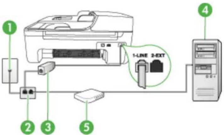 HP OfficeJet 4500 Wireless - Het apparaat installeren met een DSL/ADSL-computermodem - 1
