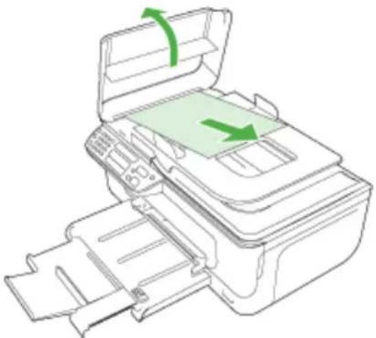 HP OfficeJet 4500 Wireless - Een papierstoring in de automatische documentinvoer (ADF) verhelpen (alleen bepaalde modellen) - 1
