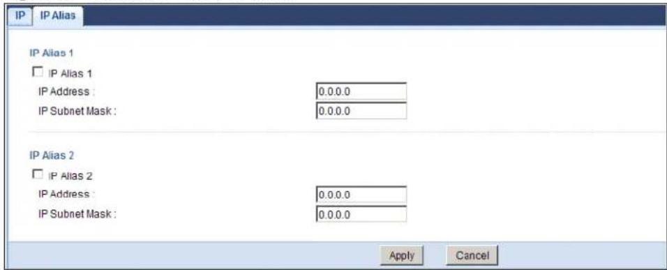 ZYXEL NBG5715 - The IP Alias Screen - 1