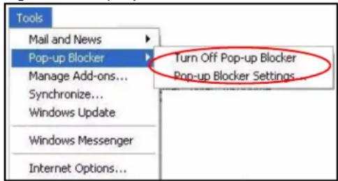 ZYXEL NBG5715 - Disable Pop-up Blockers - 1