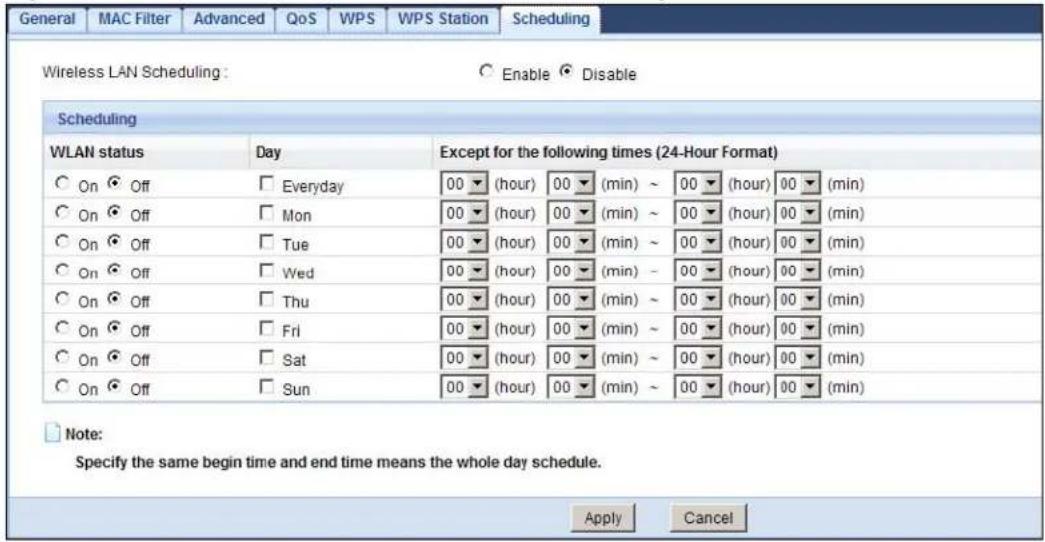 ZYXEL NBG5715 - The Scheduling Screen - 1
