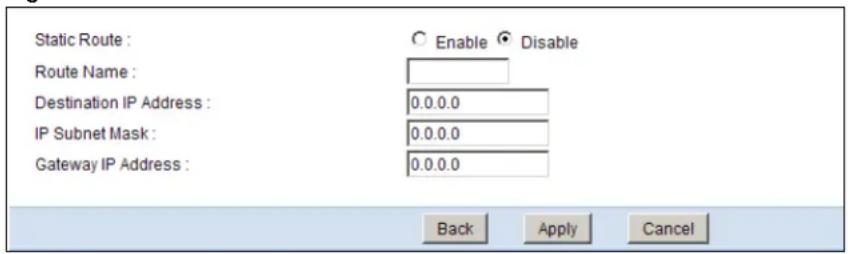 ZYXEL NBG5715 - Add/Edit Static Route - 1