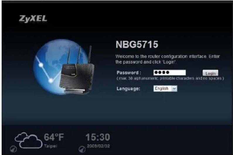 ZYXEL NBG5715 - Login Screen - 1