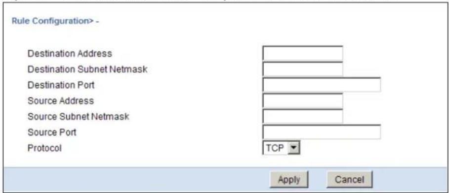 ZYXEL NBG5715 - Rule Configuration: User Defined Service Rule Configuration - 1