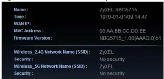 ZYXEL NBG5715 - Status Screen in Easy Mode - 1
