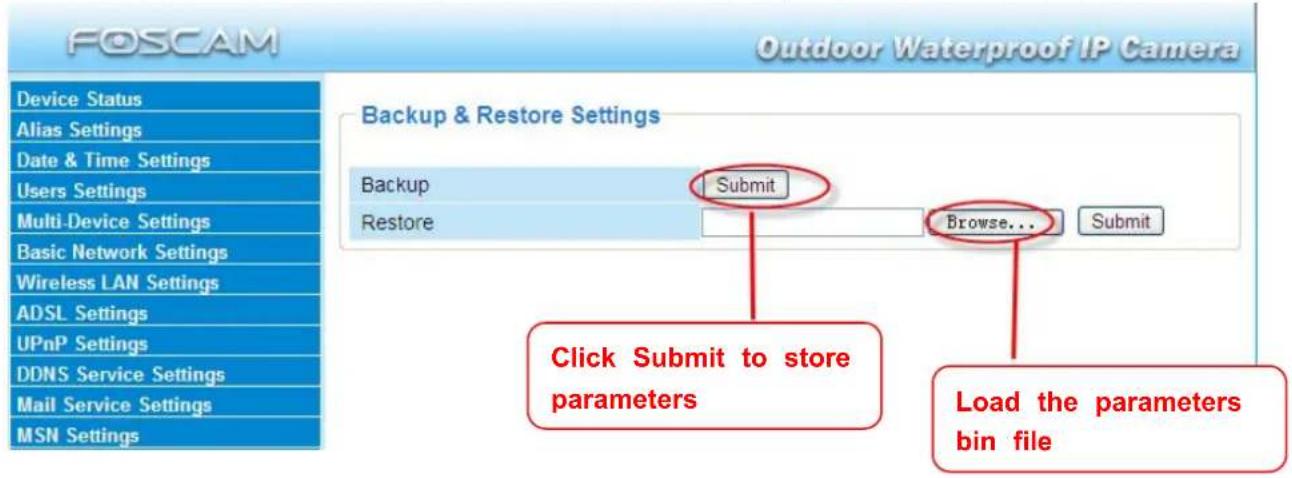 FOSCAM FI8904W - Backup & Restore Settings - 1