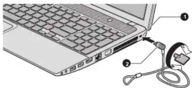 TOSHIBA Satellite C855D-160 - Connecting the security lock - 1
