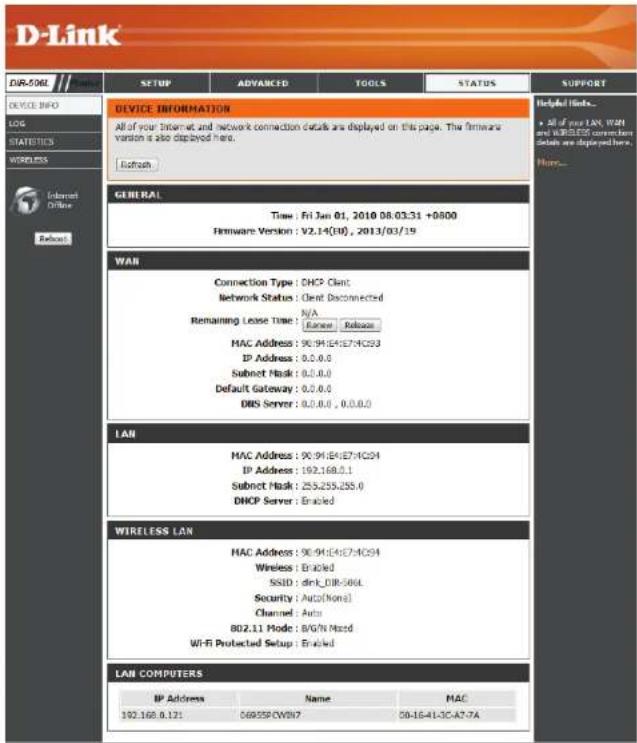 D-LINK DIR-506L - Status Device Info - 1
