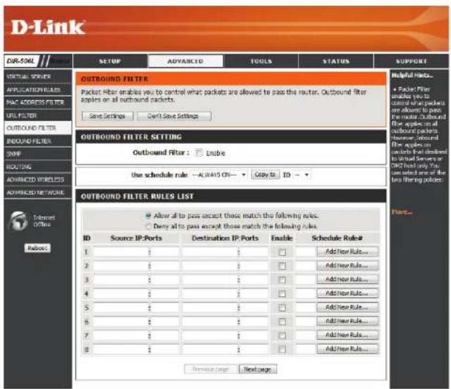 D-LINK DIR-506L - Outbound Filters - 1