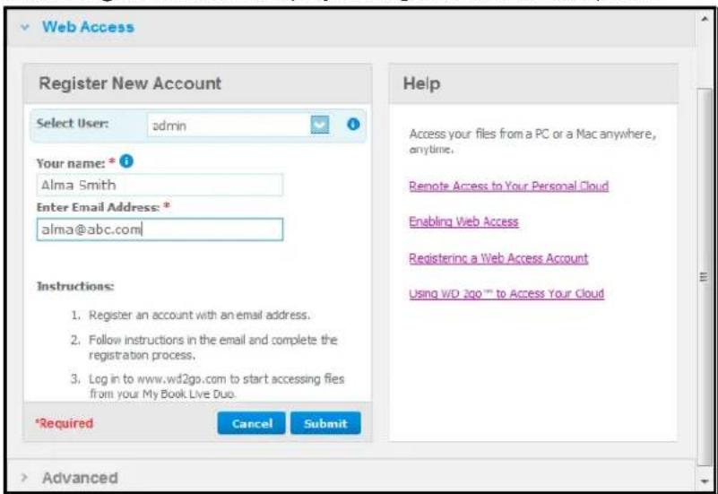 WESTERN DIGITAL My Book Live Duo - RegisteringaWebAccessAccount - 2