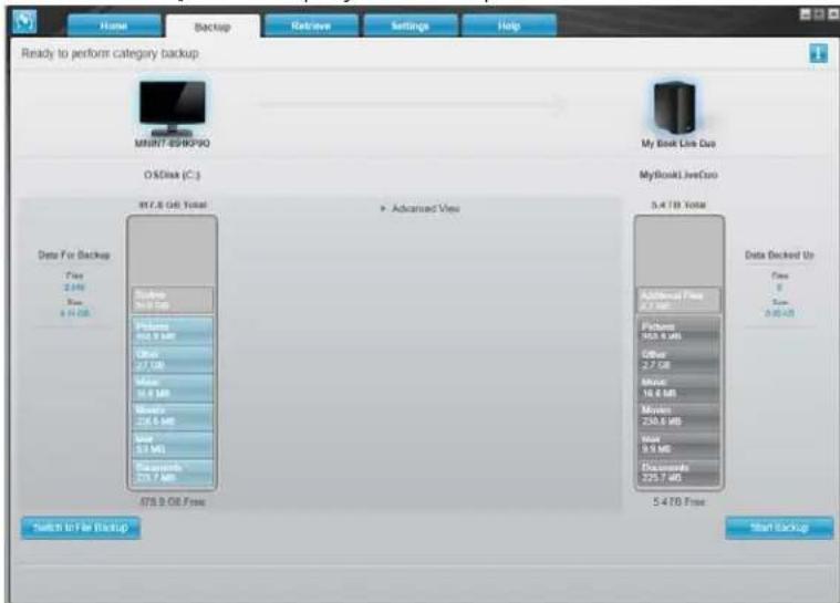 WESTERN DIGITAL My Book Live Duo - ClicktheBackuptabtodisplaytheBackupscreen: - 1