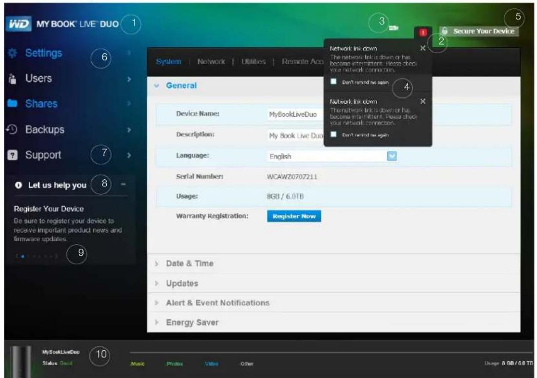 WESTERN DIGITAL My Book Live Duo - UnderstandingDashboardComponents - 1