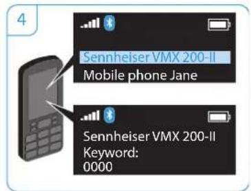 SENNHEISER VMX 200 II - Pairing the VMX 200-II with a Bluetooth device - 4