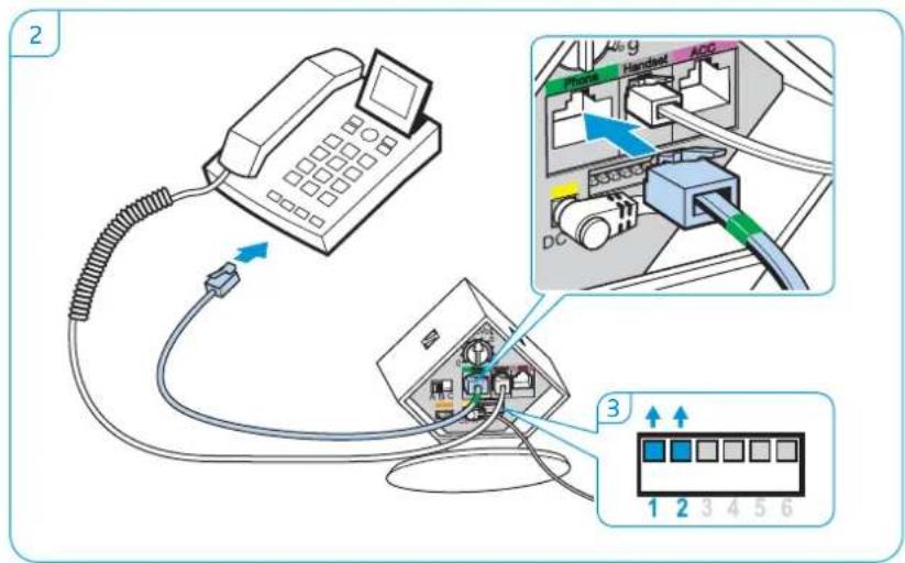 SENNHEISER DW Office - Connecting the base station to a fixed line phone without headset socket - 2