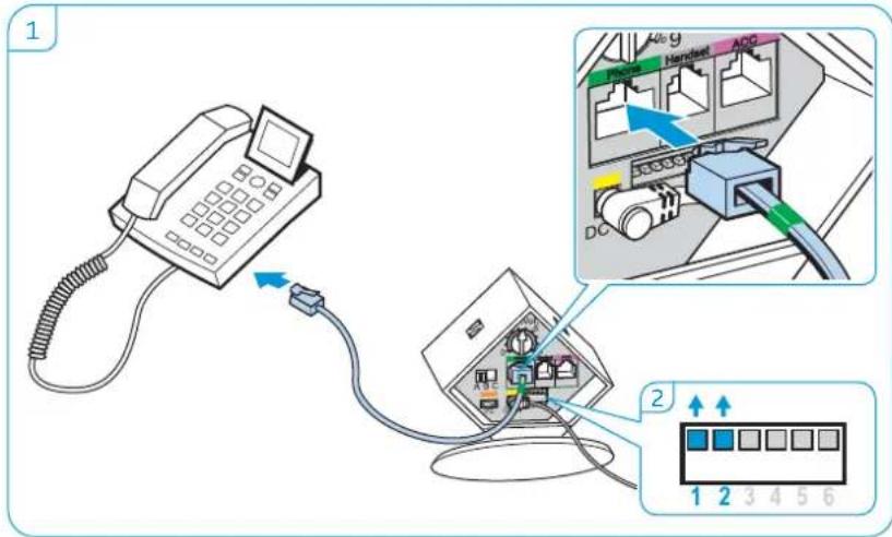 SENNHEISER DW Office - Connecting the base station to a fixed line phone with headset socket - 1