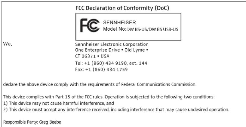 SENNHEISER DW Office - Statements regarding FCC and Industry Canada - 1