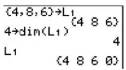 TEXAS INSTRUMENTS TI-84 - Using dim( to Redimension a List - 1