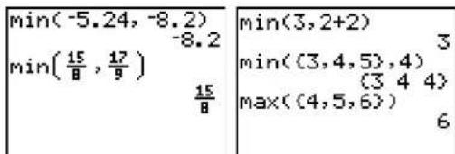 TEXAS INSTRUMENTS TI-84 - min(, max( - 1