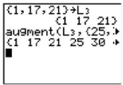 TEXAS INSTRUMENTS TI-84 - augment( - 1