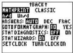 TEXAS INSTRUMENTS TI-84 - Using the Mode Screen to turn the clock on - 1