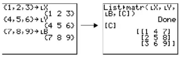 TEXAS INSTRUMENTS TI-84 - List▶matr( - 1