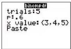 TEXAS INSTRUMENTS TI-84 - binompdf - 2
