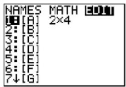 TEXAS INSTRUMENTS TI-84 - Selecting a Matrix - 1