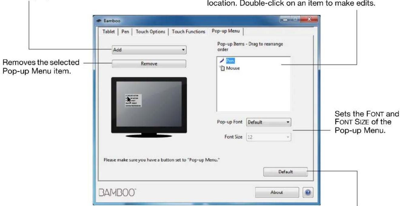 WACOM CTH-470 - CUSTOMIZING THE POP-UP MENU - 1