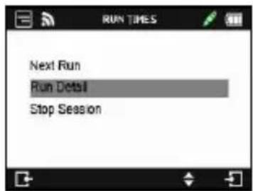 Qstarz LT-Q6000 10Hz - ➢ Press ●=Menu button, you can select to connue to Next Run, view your Run Detail or Stop Session to back to Main Menu. - 1