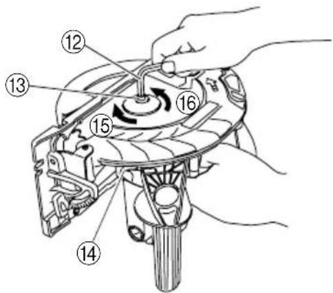 Technical diagram of a mechanical device with numbered parts for assembly or maintenance instructions