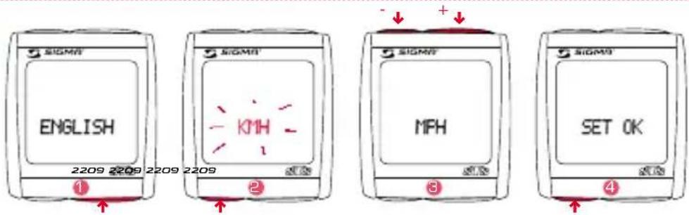 SIGMA BC 2209 MHR STS - SETTING KMH/MPH - 1