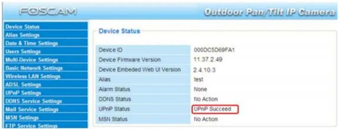 FOSCAM FI8919W - UPnP Settings - 2
