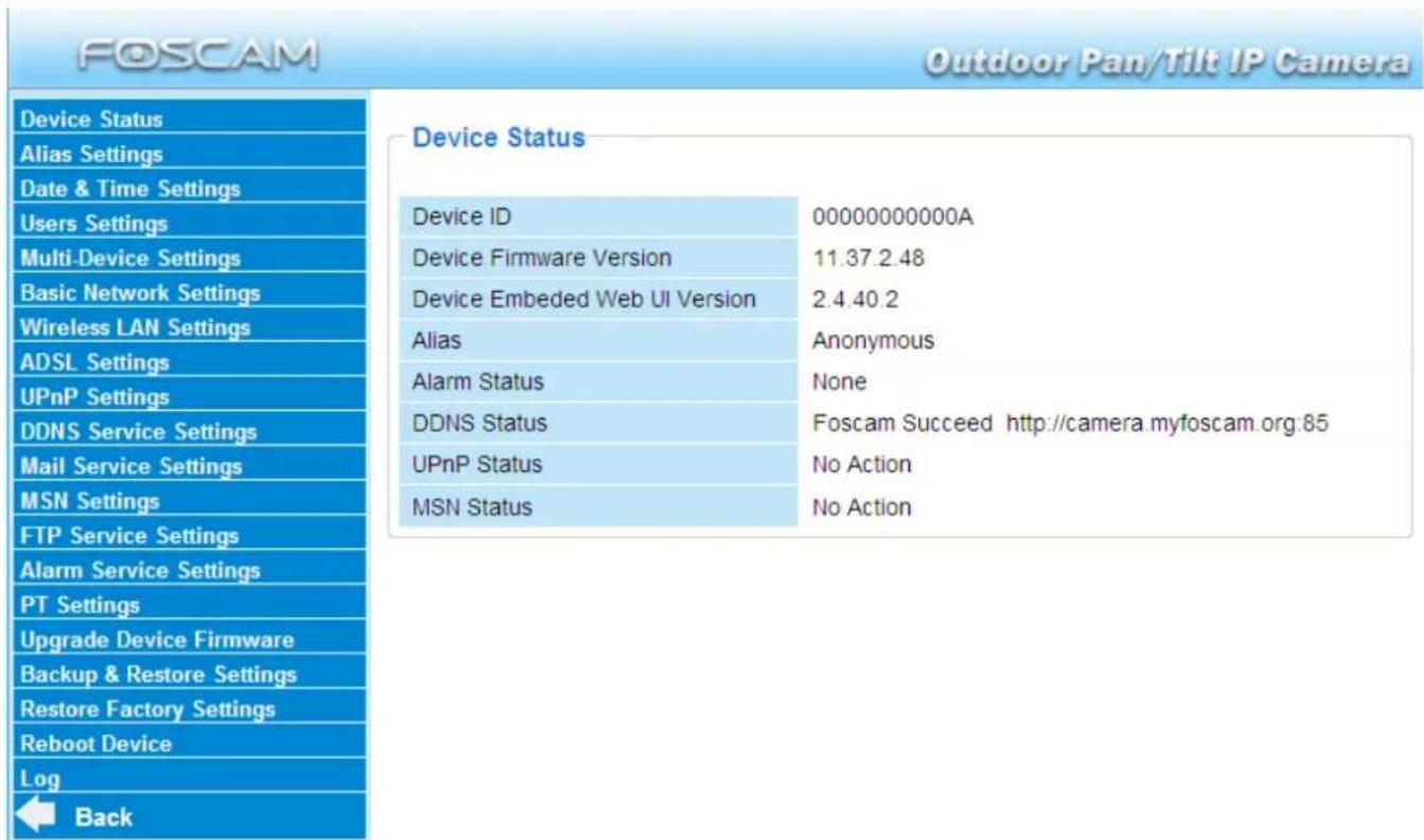 FOSCAM FI8919W - Device Status - 1