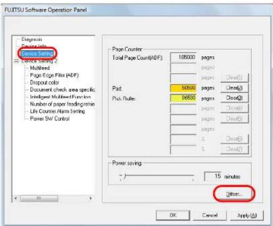 FUJITSU FI-6110 - From the listing on the left, select [Device Setting] and click the [Offset] button. - 1