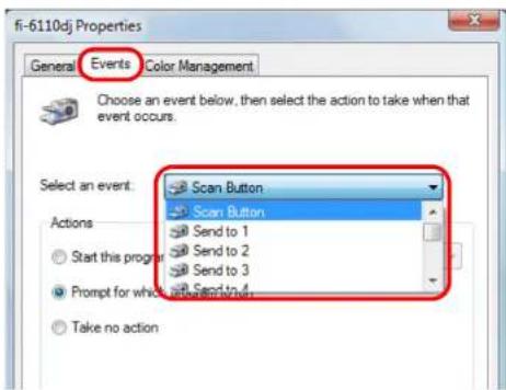 FUJITSU FI-6110 - Click the [Events] tab and select an event. - 1