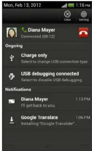 HTC One V - Notifications panel - 1