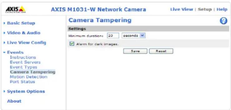 AXIS M1054 - Settings - 1
