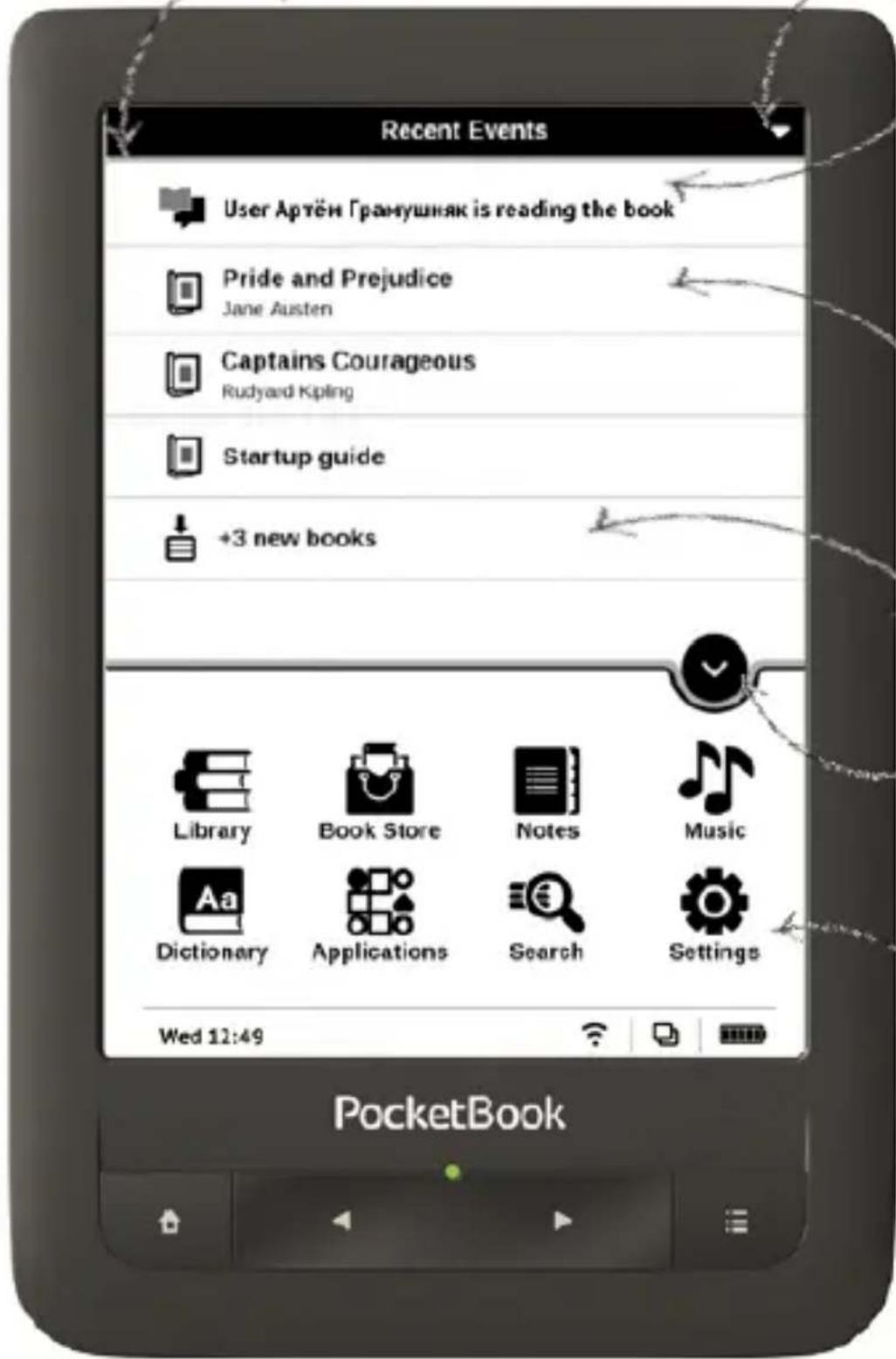 POCKETBOOK Touch 622 - Main menu overview - 1