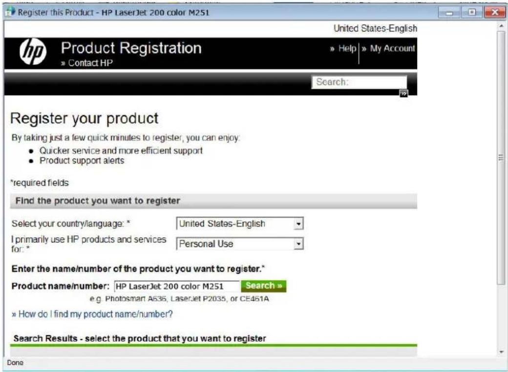 HP LaserJet Pro 200 Color Printer M251N - Online product registration - 1