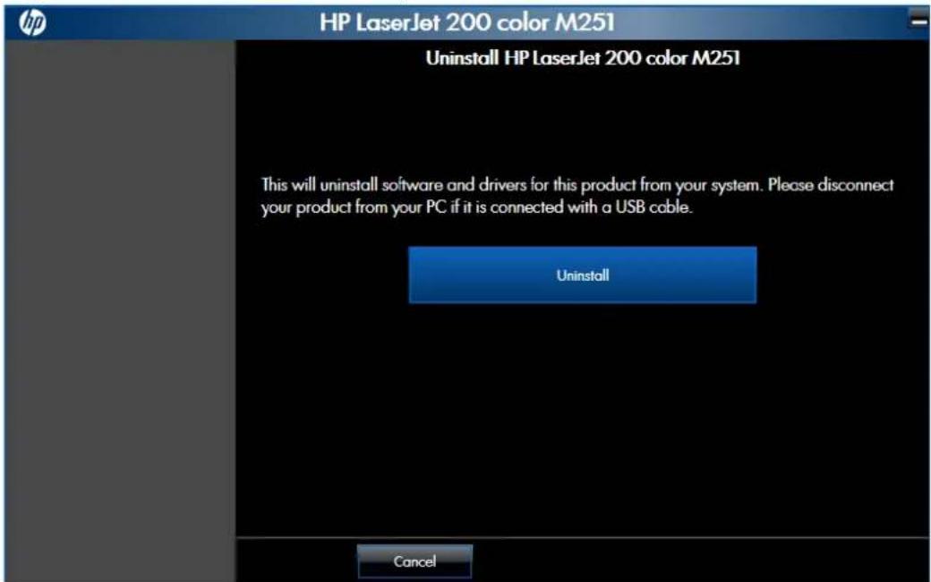 HP LaserJet Pro 200 Color Printer M251N - Remove the print driver by using the Windows Add or Remove Programs feature - 4