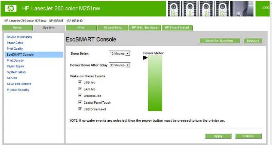 HP LaserJet Pro 200 Color Printer M251N - EcoSMART Console page - 1