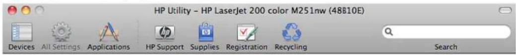 HP LaserJet Pro 200 Color Printer M251N - HP Utility toolbar - 1