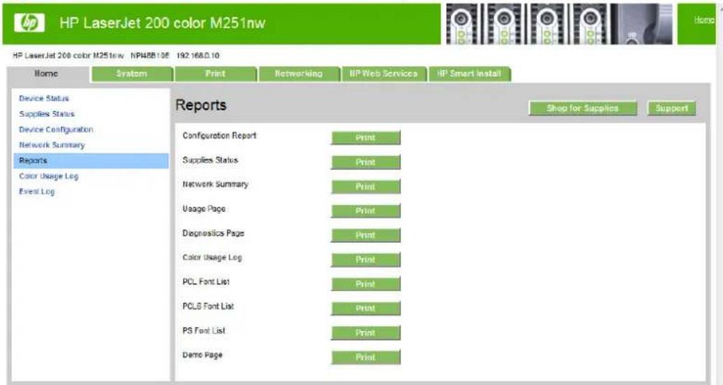 HP LaserJet Pro 200 Color Printer M251N - Reports - 1