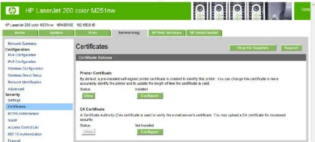 HP LaserJet Pro 200 Color Printer M251N - Certificates page - 1