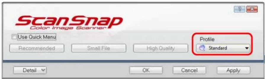 FUJITSU ScanSnap S1500M - Select a profile to be executed after scanning. - 1