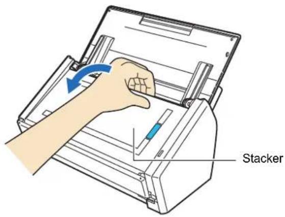 FUJITSU ScanSnap S1500M - Pull the stacker on the ADF top section towards you. - 1
