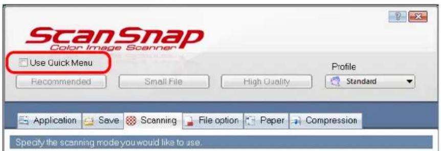 FUJITSU ScanSnap S1500M - Clear the [Use Quick Menu] check box. - 1