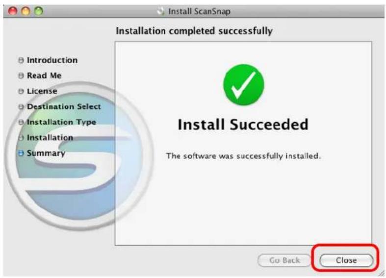FUJITSU ScanSnap S1500M - Click the [Close] button. - 1