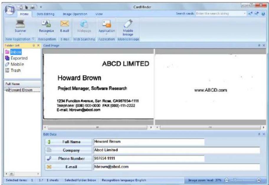 FUJITSU ScanSnap S1500M - Check the scanned card image and text recognition result. - 1